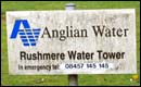 Anglian Water sign at the foot of the tower