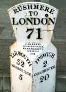 J Garrett, Iron Founder, St Margaret's, Ipswich, 1818: Rushmere to London 71, Yarmouth 52, Woodbridge 5, Ipswich 2, Colchester 20